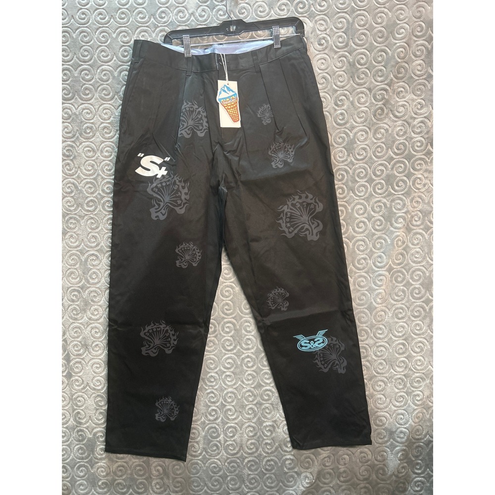 Snow Day‎ Graphic Print Black Polyester Pants Men's XL 185 100A